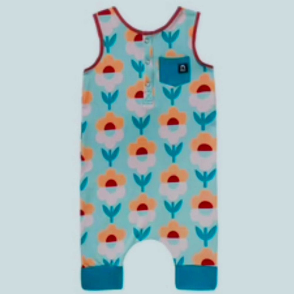 RAGS Tank Henley Pocket Capri Rag - 'Woodstock Floral' - Blue - 18-24M c